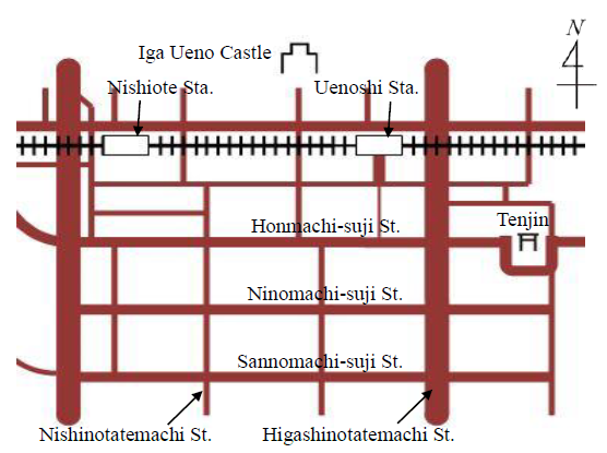 Map of castle town Iga Ueno